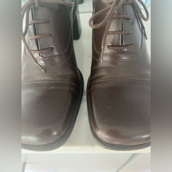 Enzo Angiolini Ea Flexo Leather Lace Up Block Heel Shies Sz8.5 Brown Academia - Picture 10 of 15